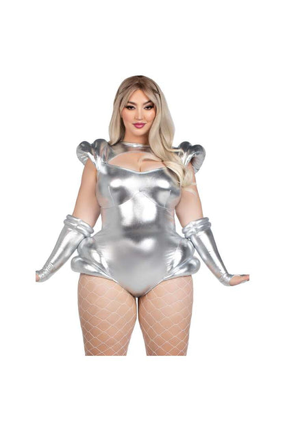 Leg Avenue Plus Cosmic Cutie Alien Costume Silver 3