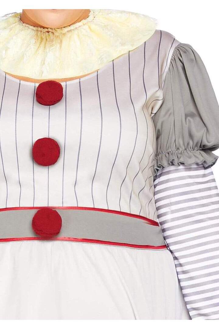 Leg Avenue Plus Creepy Clown Costume in Grey/Red 2