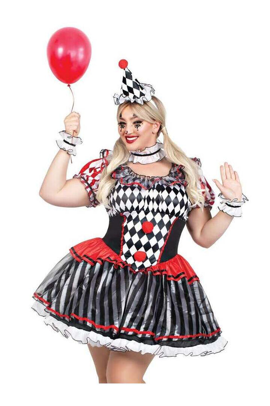 Leg Avenue Plus Darling Harlequin Costume in Black 