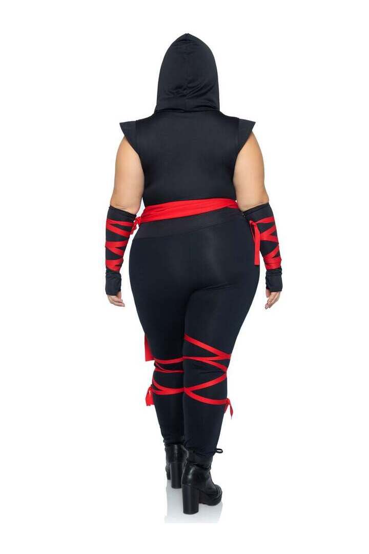 Leg Avenue Plus Deadly Ninja Costume in Black/Red 4