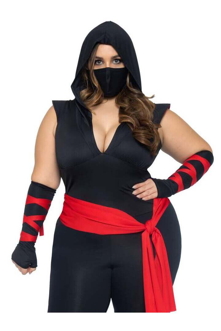 Leg Avenue Plus Deadly Ninja Costume in Black/Red 