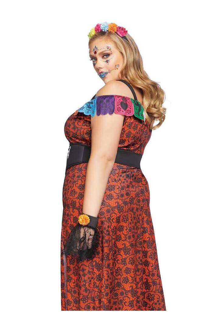 Leg Avenue Plus Deluxe Day of the Dead Beauty Costume in Red/Black 2