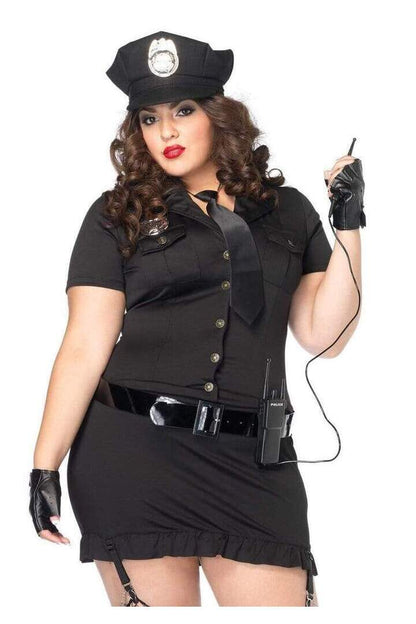 Leg Avenue Plus Dirty Cop Costume in Black 