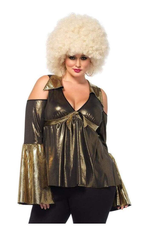 Leg Avenue Plus Disco Diva Costume in Gold 