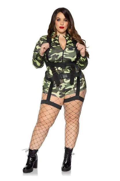 Leg Avenue Plus Goin' Commando Camo Romper Costume in Camo 2