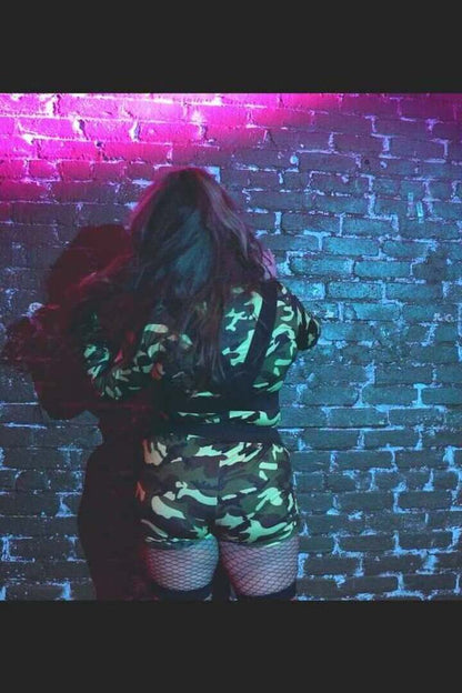 Leg Avenue Plus Goin' Commando Camo Romper Costume in Camo 4