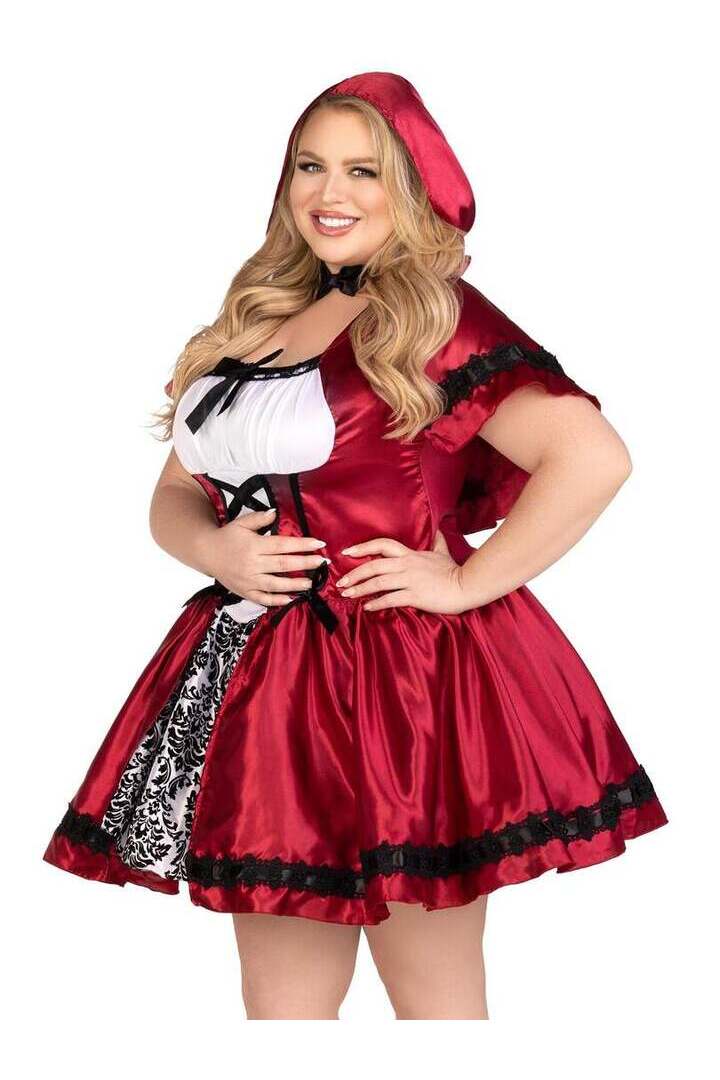 Leg Avenue Plus Gothic Red Riding Hood Costume in Red/White 2