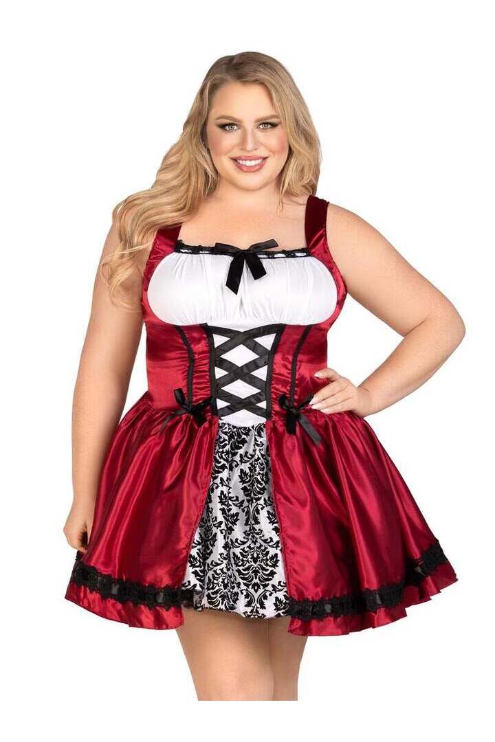 Leg Avenue Plus Gothic Red Riding Hood Costume in Red/White 3