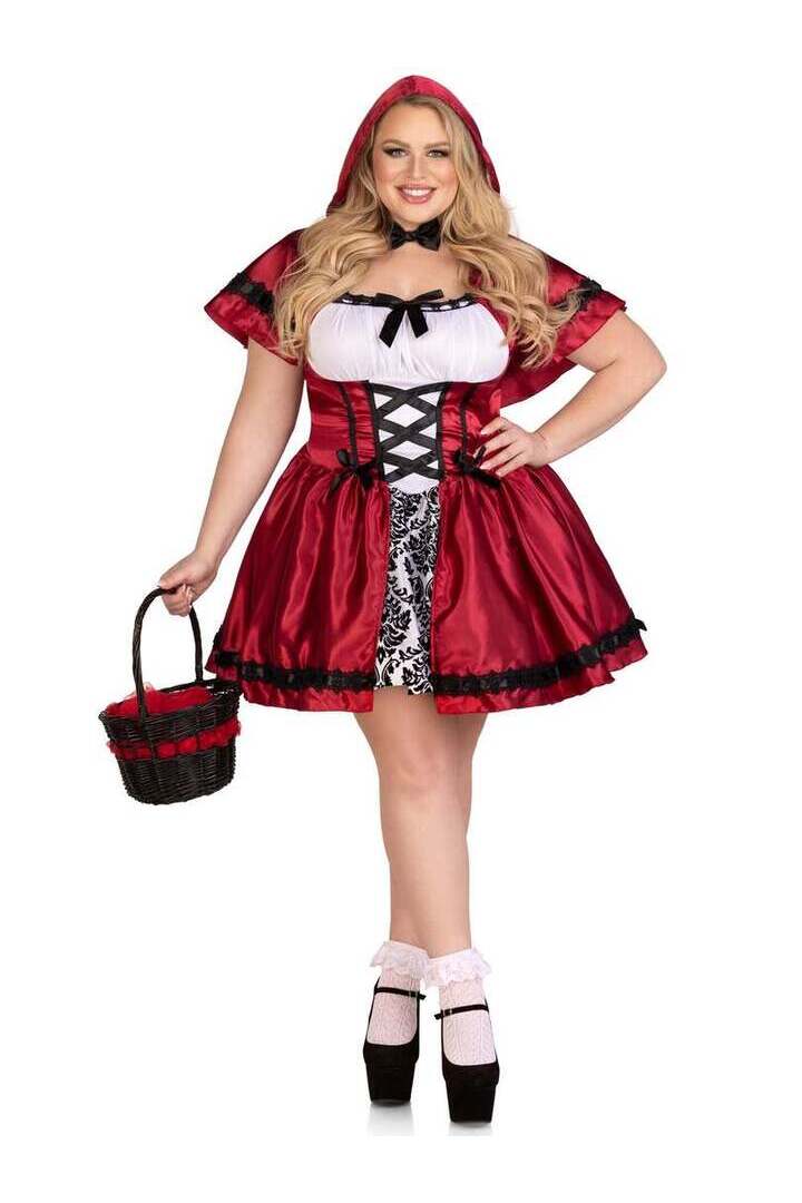 Leg Avenue Plus Gothic Red Riding Hood Costume in Red/White 5