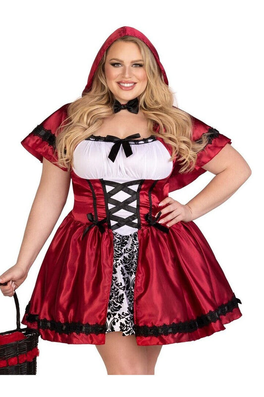 Leg Avenue Plus Gothic Red Riding Hood Costume in Red/White 