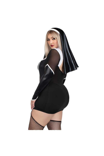 Leg Avenue Plus Holy Hottie Nun Costume Black/White 2