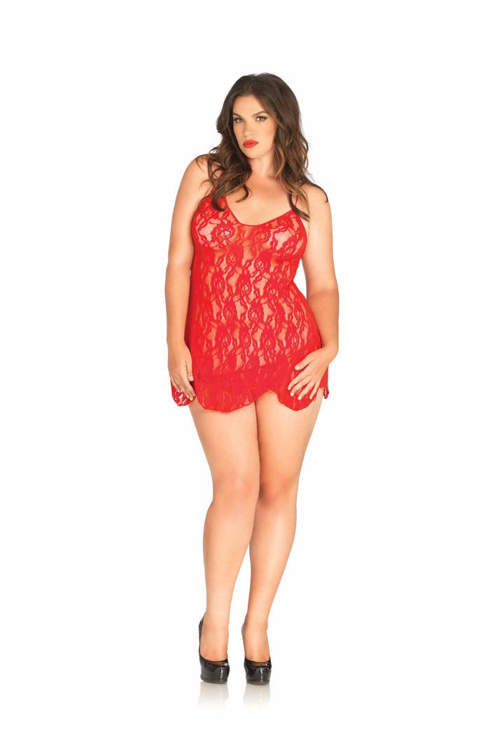 Leg Avenue Plus In My Dreams Rose Lace Chemise in Queen Size  4