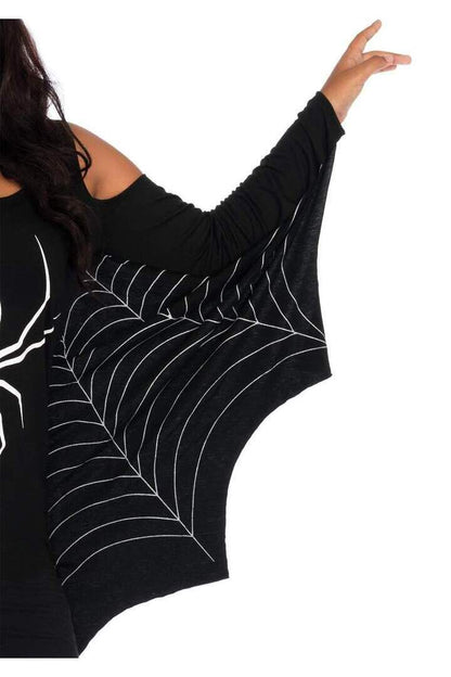 Leg Avenue Plus Jersey Spider Web Dress With Wings in Black 4