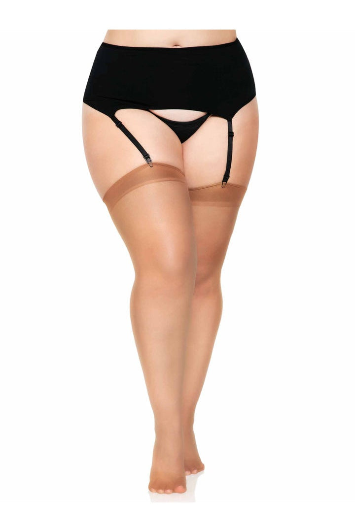 Leg Avenue Plus Lynn Sheer Backseam Stockings in Queen Size  10