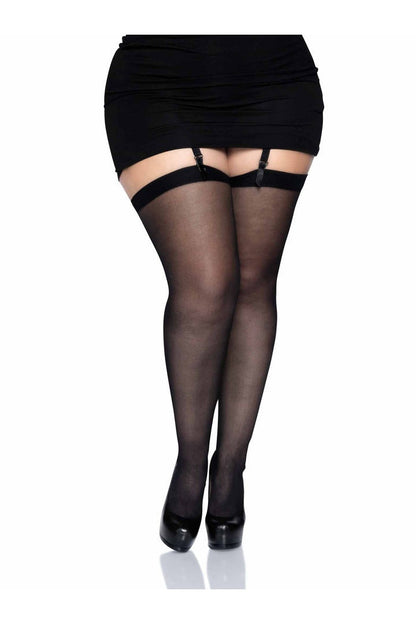 Leg Avenue Plus Lynn Sheer Backseam Stockings in Queen Size  2