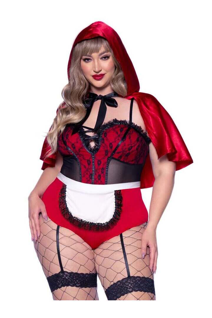 Leg Avenue Plus Naughty Miss Red Riding Hood Costume in Red/Black 3