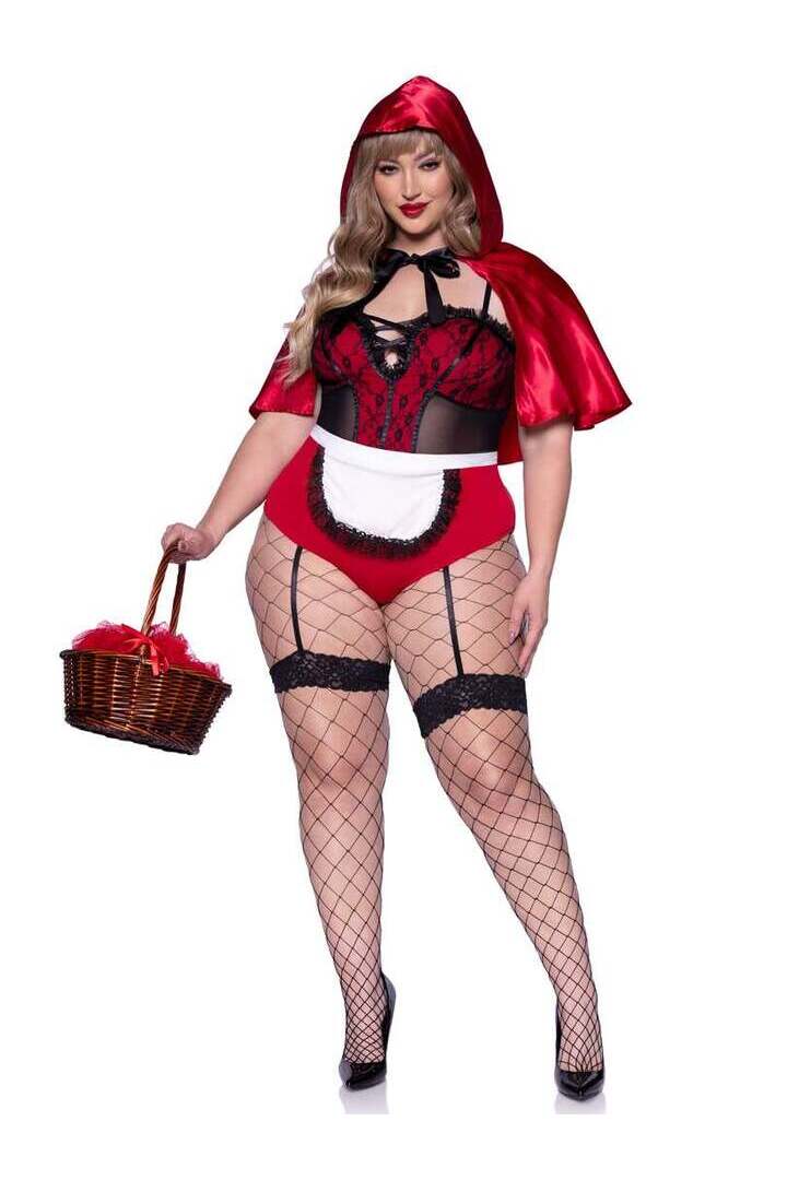 Leg Avenue Plus Naughty Miss Red Riding Hood Costume in Red/Black 4