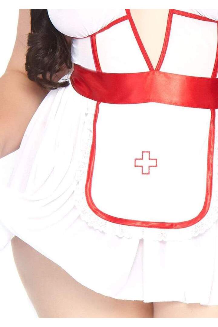 Leg Avenue Plus Nightshift Nurse Lingerie Set White/Red in 1X/2X 5
