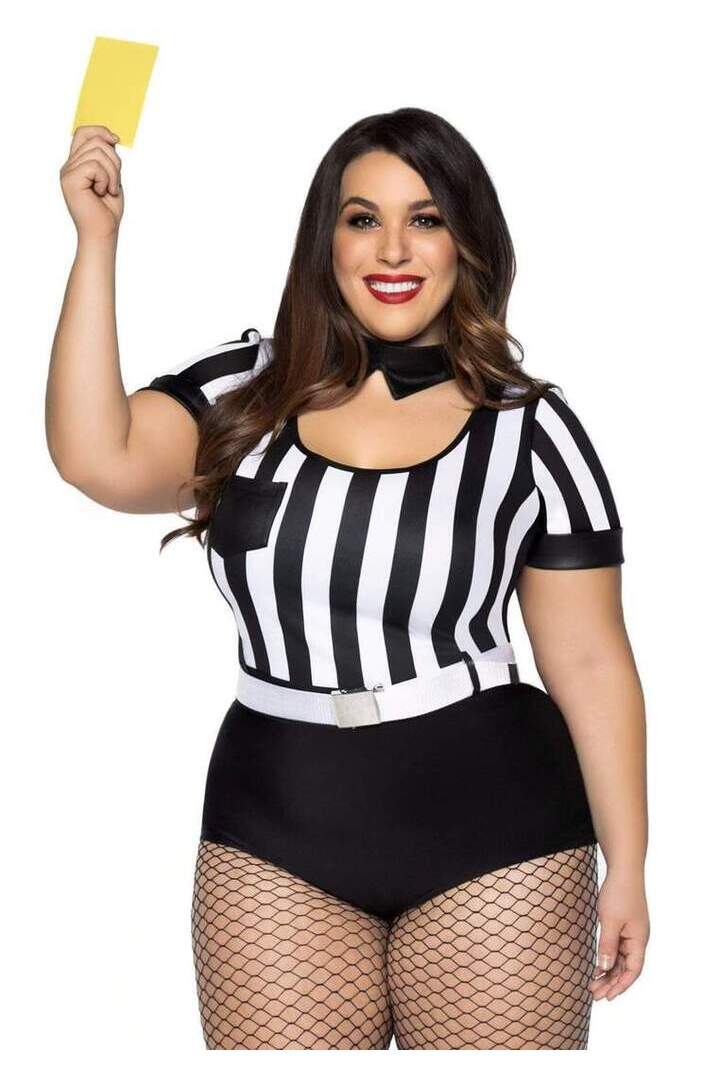 Leg Avenue Plus No Rules Referee Sexy Sports Costume in Black/White 2