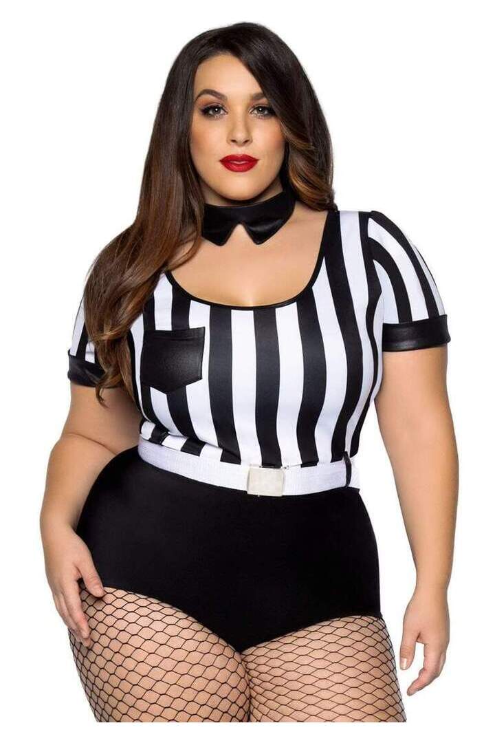 Leg Avenue Plus No Rules Referee Sexy Sports Costume in Black/White 3