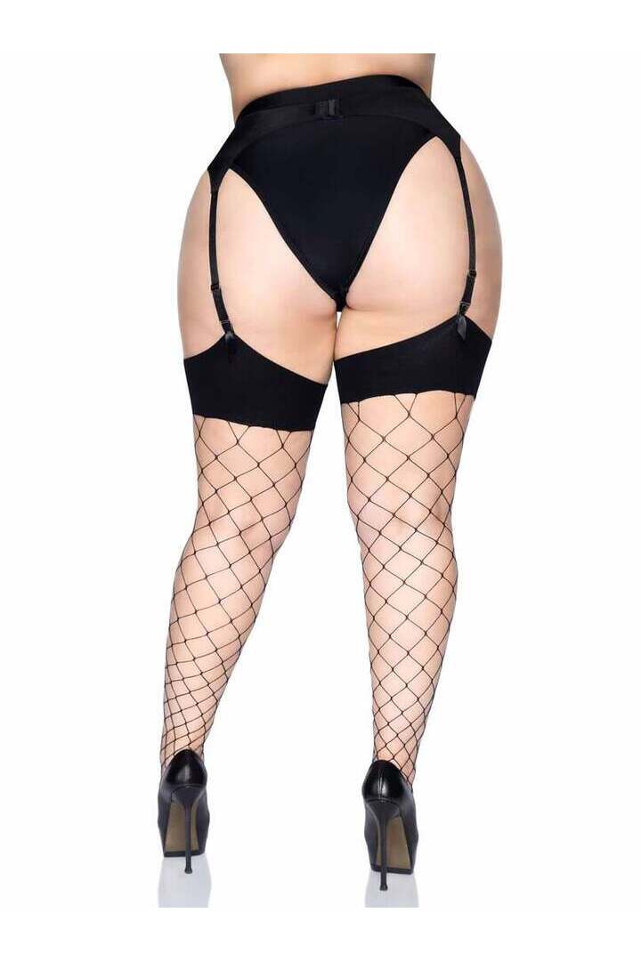 Leg Avenue Plus Reese Fence Net Stockings Black in 1X/2X 3