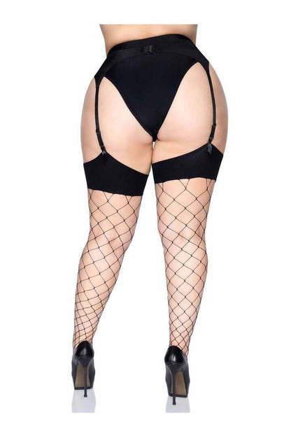 Leg Avenue Plus Reese Fence Net Stockings Black in 1X/2X 3