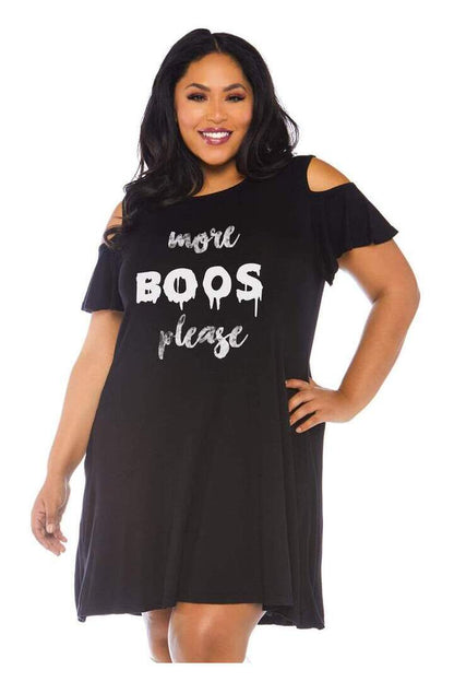 Leg Avenue Plus Size More Boos Jersey Dress with Pockets in Black 