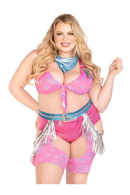Leg Avenue Plus Space Cowgirl Costume Pink/Silver  2