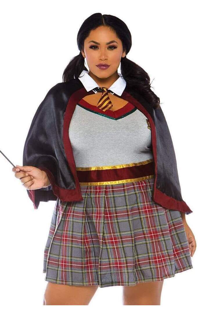 Leg Avenue Plus Spellbinding School Girl Costume in Red/Black 