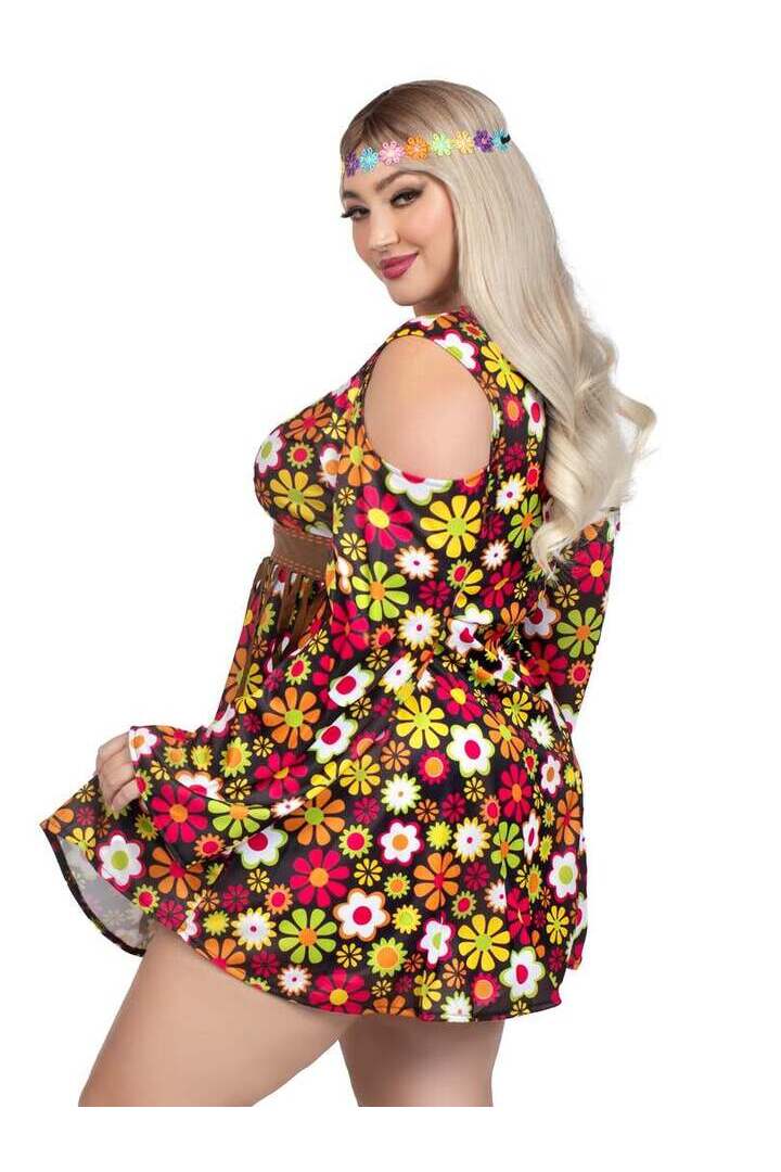 Leg Avenue Plus Starflower Hippie Costume in Brown 2