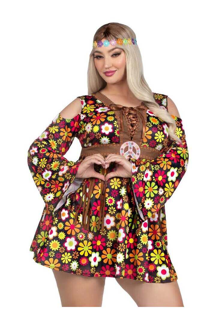 Leg Avenue Plus Starflower Hippie Costume in Brown 3