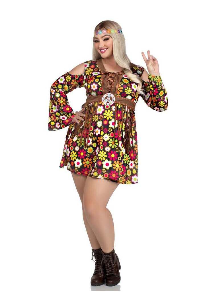 Leg Avenue Plus Starflower Hippie Costume in Brown 4