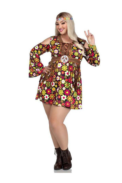 Leg Avenue Plus Starflower Hippie Costume in Brown 4