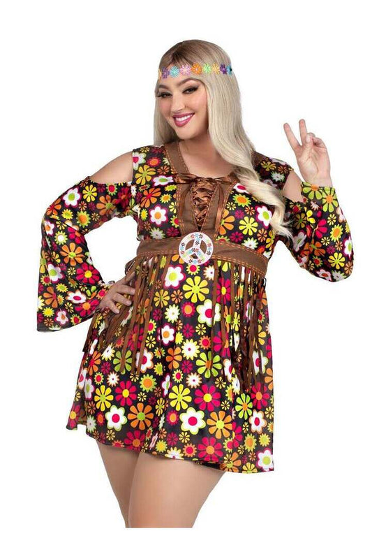 Leg Avenue Plus Starflower Hippie Costume in Brown 