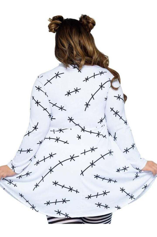 Leg Avenue Plus Stitch T-Shirt Dress in White/Black 1