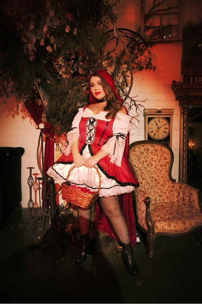 Leg Avenue Plus Storybook Red Riding Hood Costume in Red/White 1