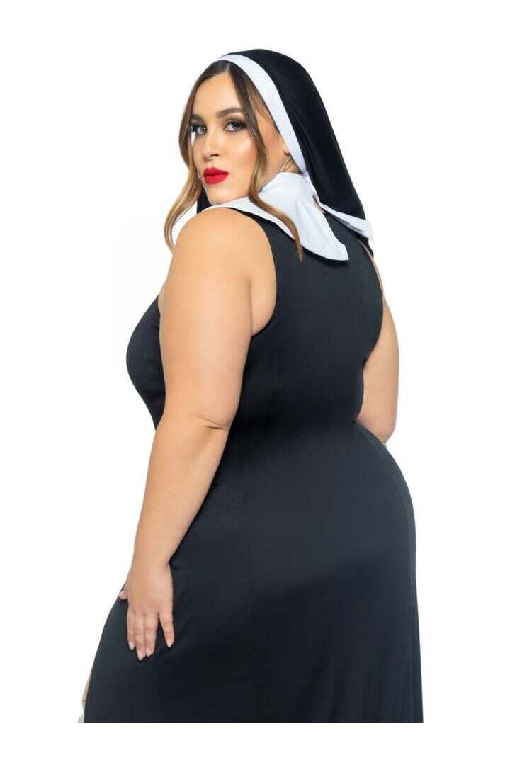 Leg Avenue Plus Sultry Sinner Nun Costume in Black/White 3