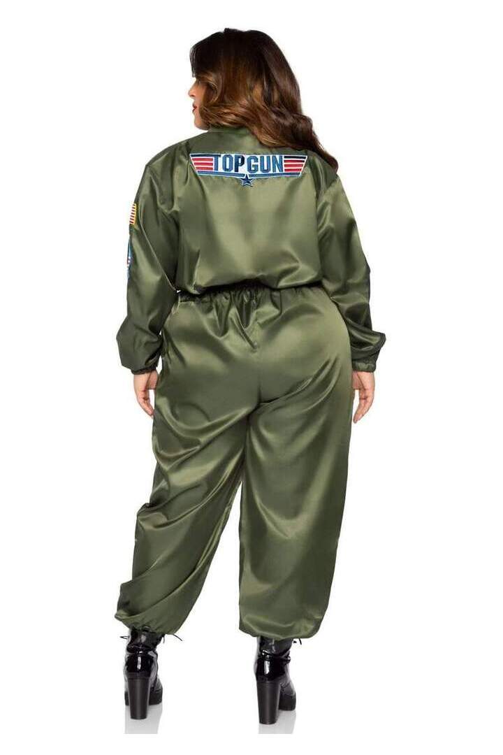 Leg Avenue Plus Top Gun Costume Parachute Flight Suit Green in 3X/4X 3