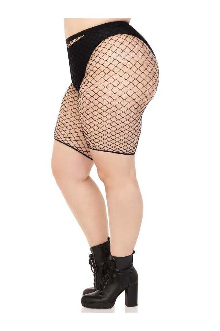 Leg Avenue Plus Troublemaker Fishnet Biker Shorts in 1X/2X 2