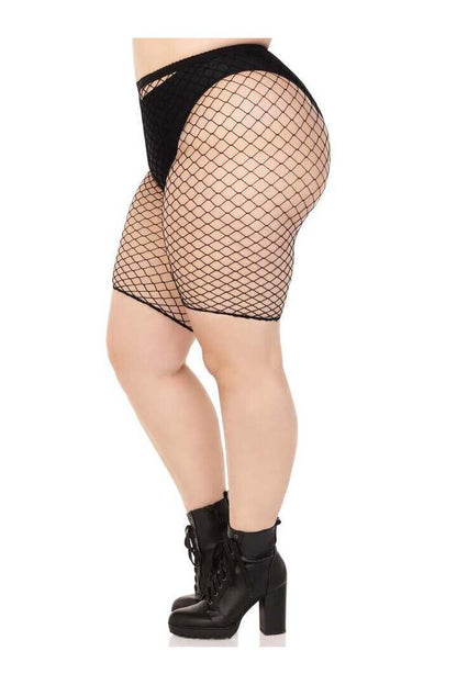 Leg Avenue Plus Troublemaker Fishnet Biker Shorts in 1X/2X 2