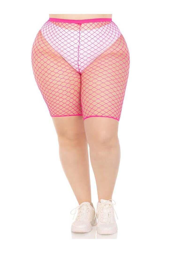 Leg Avenue Plus Troublemaker Fishnet Biker Shorts in 1X/2X 3