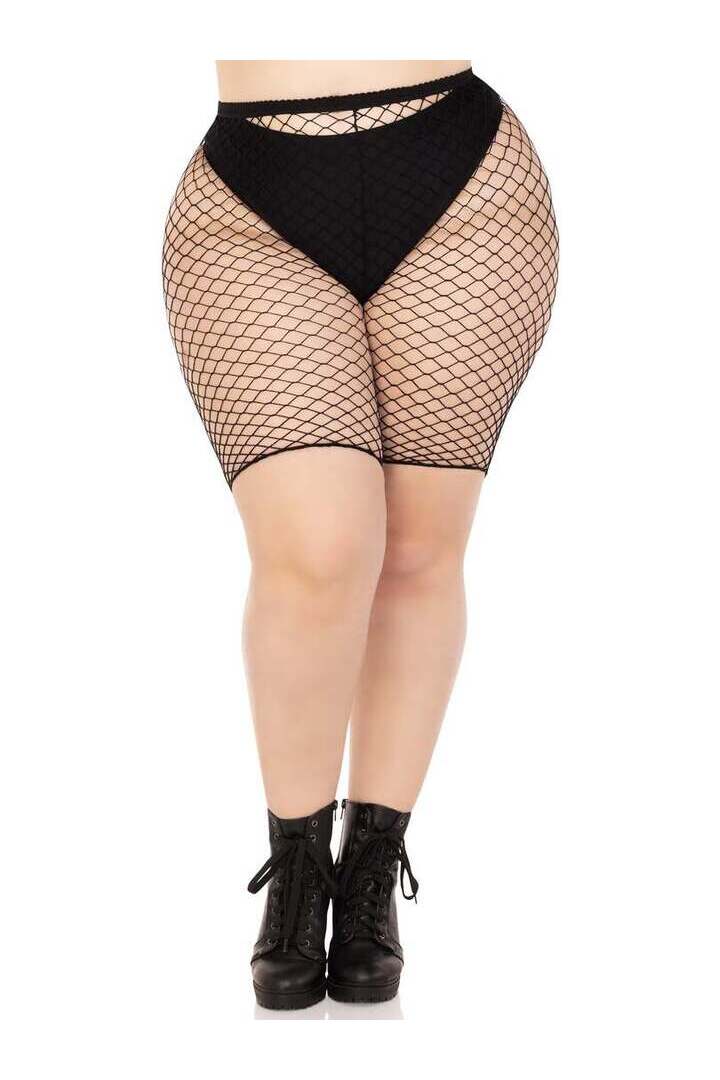 Leg Avenue Plus Troublemaker Fishnet Biker Shorts in 1X/2X 
