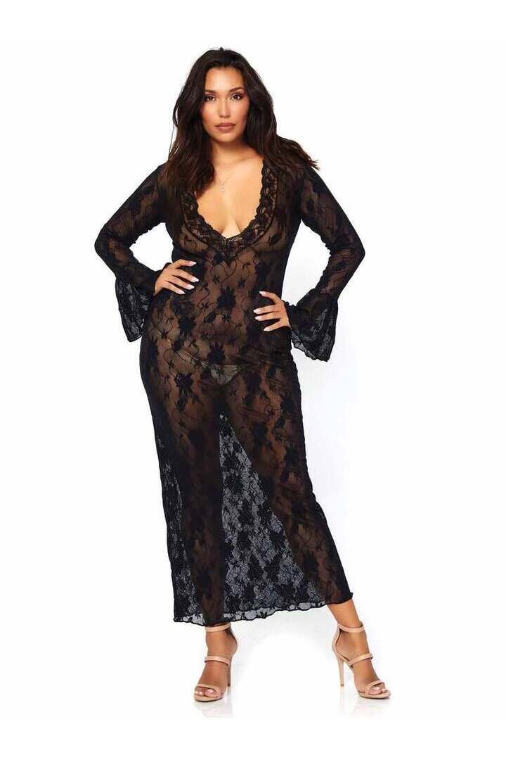 Leg Avenue Plus Unlimited Love Lace Dress Black in Queen Size 2