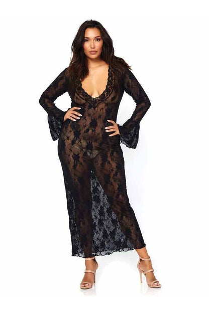 Leg Avenue Plus Unlimited Love Lace Dress Black in Queen Size 2