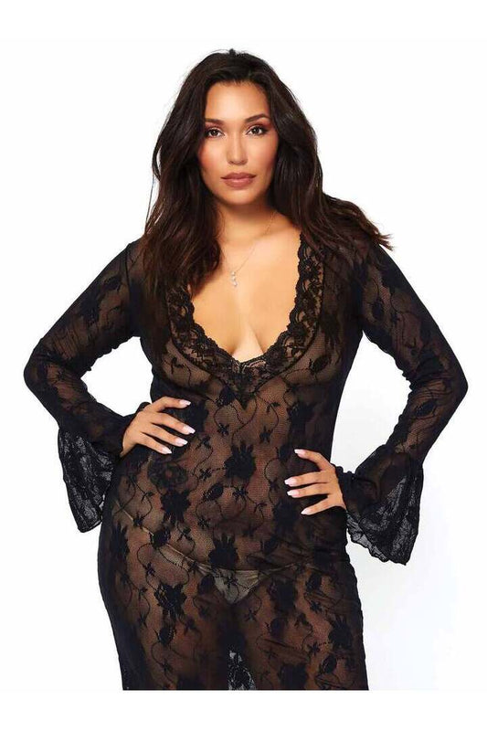 Leg Avenue Plus Unlimited Love Lace Dress Black in Queen Size 