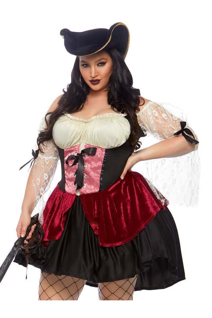 Leg Avenue Plus Wicked Waters Wench Costume in Black 