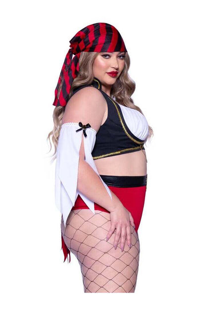 Leg Avenue Plus Wicked Wench Pirate Costume in Red/Black 2