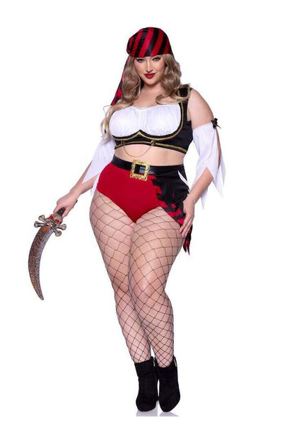 Leg Avenue Plus Wicked Wench Pirate Costume in Red/Black 4