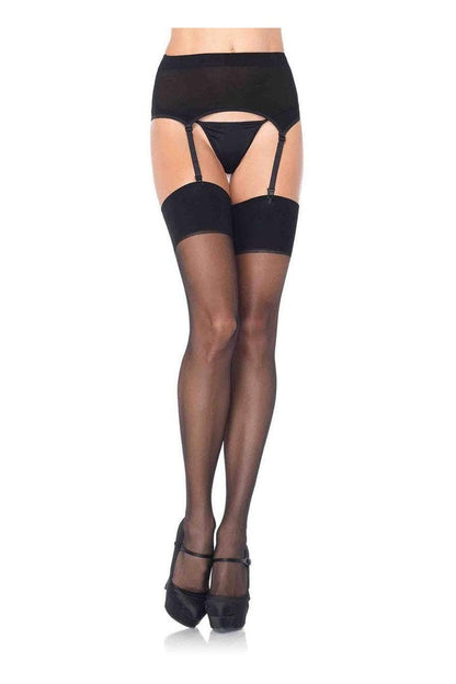 Leg Avenue Plus Zara Sheer Garter Belt Stockings Black in Queen Size 