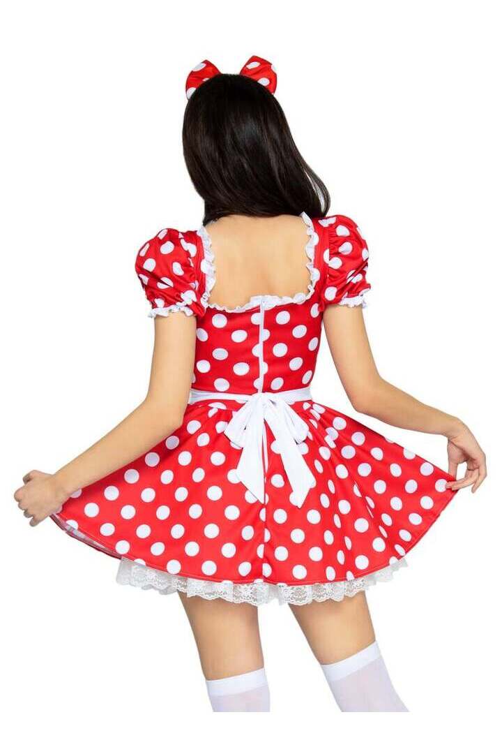 Leg Avenue Polka Dot Dress With Headband Costume in Red/White 2